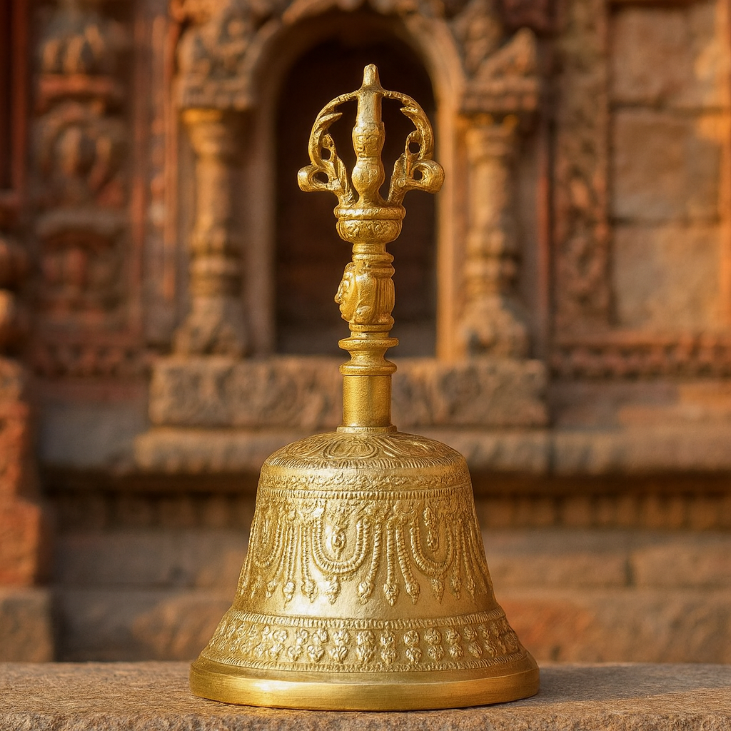 Handcrafted Brass Urli Bowl Diyas + Free Pure Brass Pooja Bell
